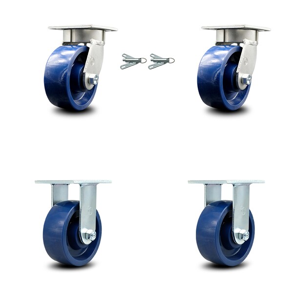 5 Inch Kingpinless Solid Poly Wheel Caster Swivel Locks 2 Rigid SCC, 2PK